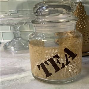 Vintage Tea Jar with brown and tan Design